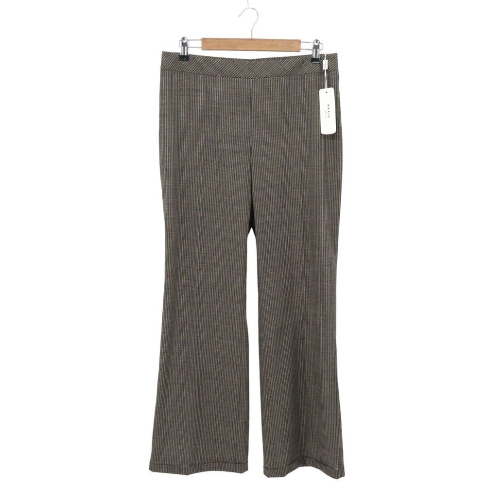 NWT Akris Punto Striped Brown Wide Leg Lightweight Wool Trousers Dress Pants 10